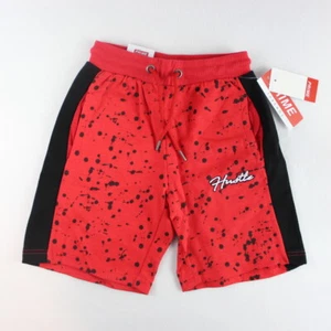 Prime Threads Knit Shorts Youth Boys Size 7 Red Black Paint Splatter Hustle - Picture 1 of 5