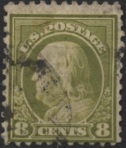 USA 1917 Sc#508 8c Olive Bister, Franklin, perf 11 unwmk, used - Picture 1 of 1