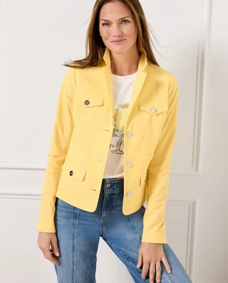Chaqueta Talbots Mujer Algodón Popelina Amarillo Bolsillos Talla 18W $169 Foto 1 de 4