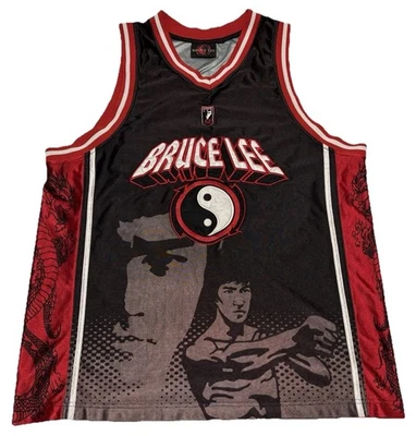 Camiseta deportiva de baloncesto Bruce Lee The Dragon grande negra roja de colección cine unisex Foto 1 de 4