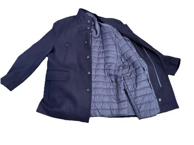 Cole Haan  Mens Navy Blue Wool  Coat + Puff Under Layer Jacket  2XL MSRP $380 - Image 1 of 4
