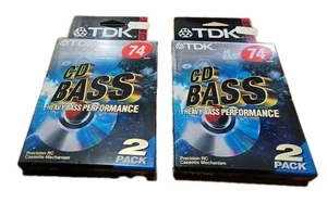 4 TDK CD Bass 74 Minuten Typ I Leere Audiokassetten Kassetten Neu & Versiegelt - Bild 1 von 2