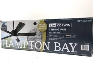 Hampton Bay Corwin 52 in. Indoor/Outdoor Matte Black Ceiling Fan New - Picture 1 of 1