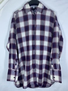 Elizabeth and James Shirt Womens XS Maroon Plaid Button Up Long Sleeve Tunic USA - Picture 1 of 10