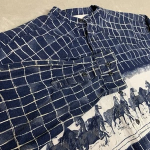 Vintage Western Plains Trading Co Shirt Mens XL Button Up Western Wild Horses - Picture 1 of 6
