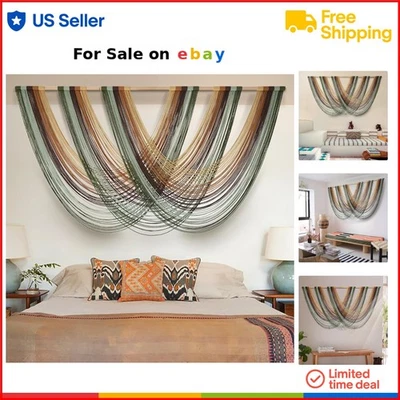 Macrame Wall Hanging Yarn Boho Decor 57x31 Art Tapestry Home Bedroom Living - Image 1 of 4