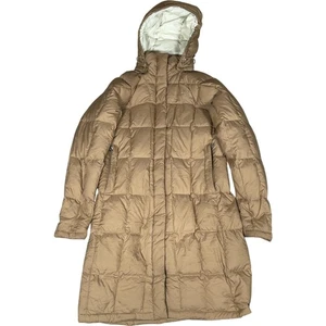 The North Face Womens Long Puffer Jacket Tan Size S Hooded Down Insulated Coat - Picture 1 of 14