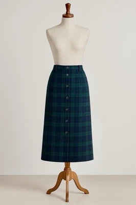 Pendleton NWT Long Black Watch Plaid Virgin Wool Skirt USA Size 14 Blue & Green - Image 1 of 4