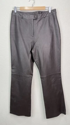 Pantalones de cuero Harold’s marrón oscuro suave piel de cordero vintage corte boot para mujer 12 Foto 1 de 3