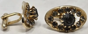 Vintage Swank Arts rauchgrau Strass MCM Cluschknöpfe goldfarben - Bild 1 von 7