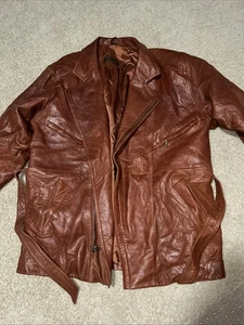 Vintage W M Mitchell Ledermantel Herren Größe L Jacke Braun - Bild 1 von 4