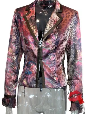 Blazer vintage Y2K boho chic para mujer 4 coloridos con cordones Bratz chaqueta floral Foto 1 de 4
