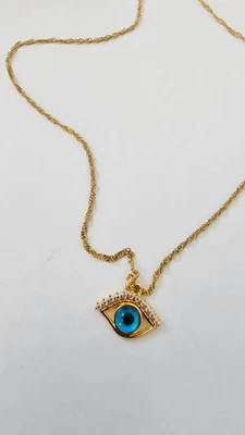 Русский позолоченный сглаз ожерелье - синий глаз подвеска для защиты - Изображение 1 из 4