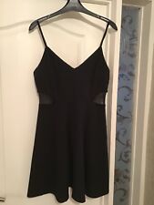 New Look Short Black Strappy Dress With Transparant Mesh Sides to Waist Size 12