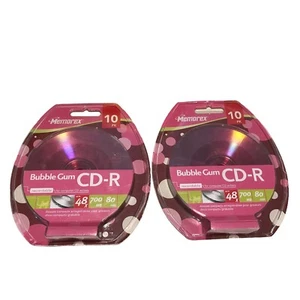 Two Memorex Bubble Gum Recordable 48x speed 700MB 80 Min CD-R Discs 10-Pack - Picture 1 of 6