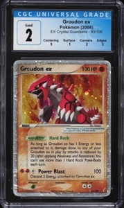 Groudon ex 93/100 Holo Ultra Rare Pokemon Card CGC 2 POP 1 EX Crystal Guardians - Picture 1 of 2