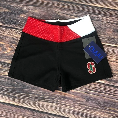 NUYU Stanford Cardinals University Womens NEW Yoga Shorts Navy Blue Small Cover