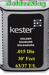 GENUINE KESTER SOLDER 63/37, 0.015” (0.6mm)  ROSIN CORE, 30 FEET + FLUX - Picture 1 of 4