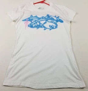 Guy Harvey T Shirt Girl's Large L White Blue Pink Logo Crewneck Short Sleeve Tee - Picture 1 of 8
