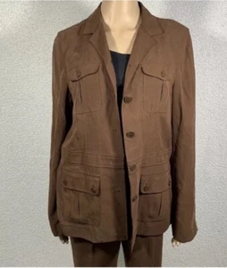 Vintage LRL Ralph Lauren Damen braun Seide Chore Utility Mantel Jacke Gr. M adrett - Bild 1 von 7