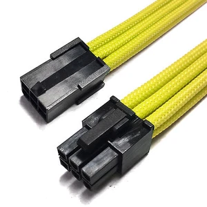 6 Pin PCIE PSU 30cm Extension Cable Yellow Sleeved + 2 Free cable Combs Shakmods - Picture 1 of 2
