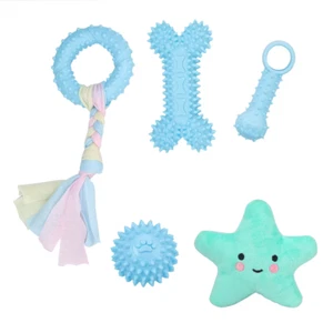 5-Piece Set of Dog Toys Pet Teething Bones Cat and Dog Pet Toys Pink Series Cute - Picture 1 of 12