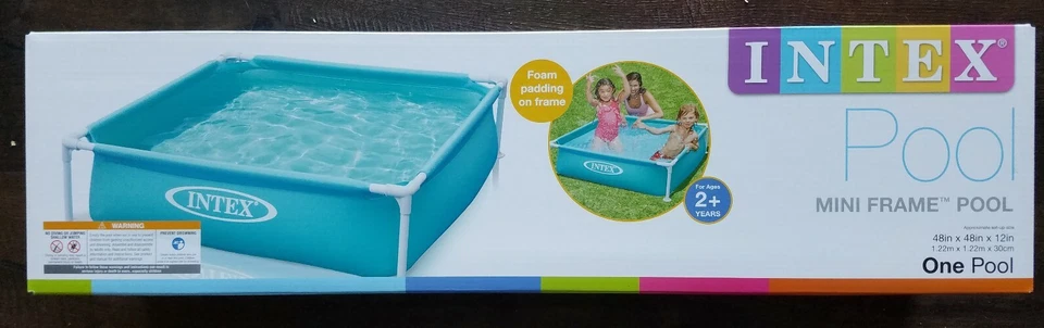 Intex Mini Frame Pool 48"x48" Square Kinder Wading Kiddie Swimming Pool Blau [NEU] - Bild 1 von 4