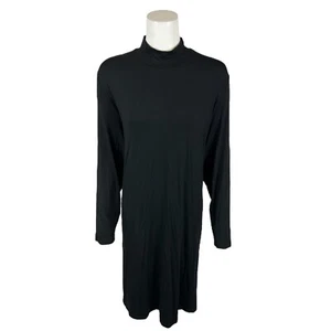 Susan Graver Women Cool Touch Petite Mock Long Sleeve Swing Dress Black PXL Size - Picture 1 of 2