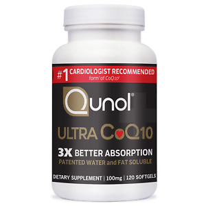 Qunol Ultra CoQ10 100mg, 120ct Softgels 3X Better Absorption Natural Supplement