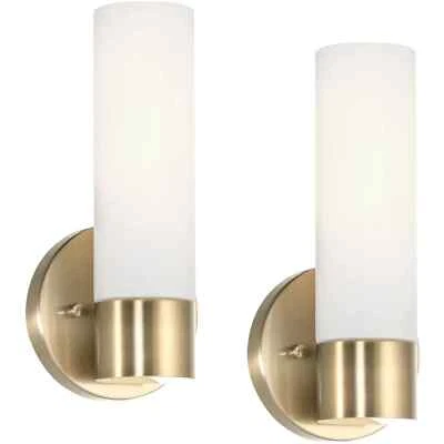2-Pack Kira Home Sol 10" Modern 1-Light Wall Sconce with Frosted Glass Shade - Image 1 of 4