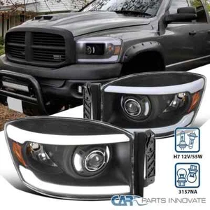 Fit 2006-2008 Dodge Ram 1500 2500 3500 Black Projector Headlights LED Tube Lamps - Bild 1 von 8