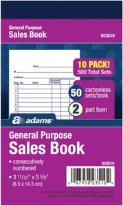 General Purpose Sales Book, Carbonless, (Pack of 10) (DC3510) - Picture 1 of 7