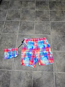 POLO GOLF Ralph Lauren Mens Golf Shorts Swim Hybrid Sz 34 Bright Plaid STRETCH - Picture 1 of 5
