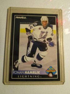 1992-93 Pinnacle Hockey Card Roman Hamrlik Rookie Tampa Bay Lightning #408