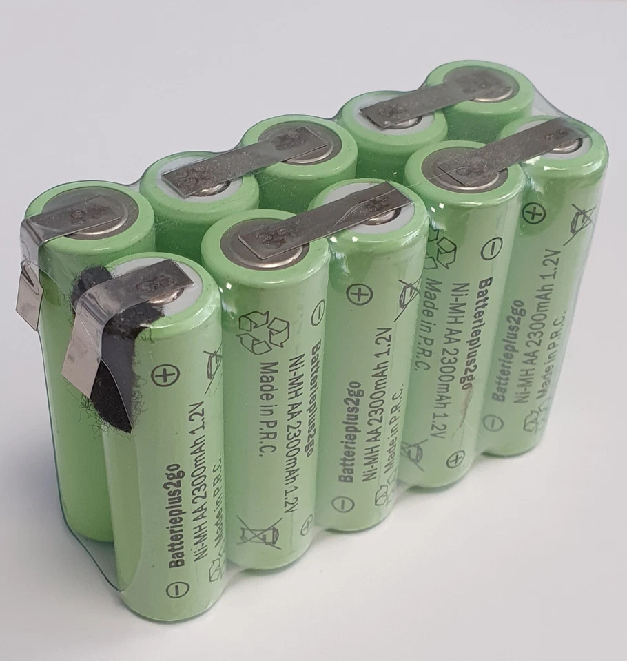 Industrial Batteries 12V 2300mAh Ni-MH AA Model Making Mignon 10 Battery Pack Flattop - Image 1 of 1