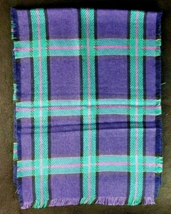NOS Vintage Tartan Plaid Purple Green Pink Black Silver Table Runner Acrylic USA - Picture 1 of 4