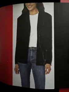 NUEVO CON ETIQUETAS CÁRDIGAN BIEN USADO 1723718 TERCIOPELO NEGRO SÓLIDO MANGA LARGA Talla M - Imagen 1 de 3