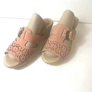 Spring Step Sandals Women's EU 40 US 9.5 Wedge Blush Cutout Leather Slip On Mule - Picture 1 of 11