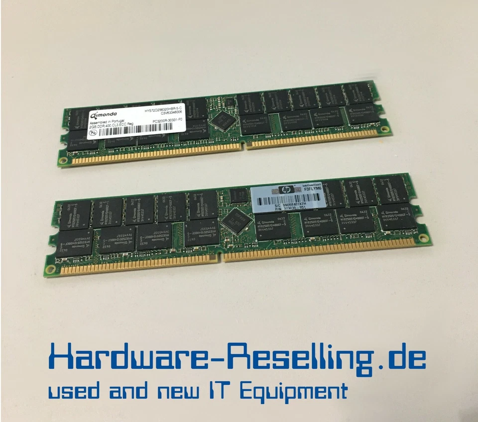 HP DDR1 RAM 4GB Kit 2X 2GB PC3200R ECC Regular CL3 - 373030-951 Od 551 per - Immagine 1 di 1