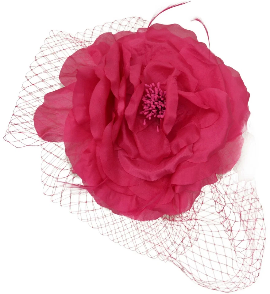 Black August Hats Designer Fine Millinery Rose See-Through Fascinator