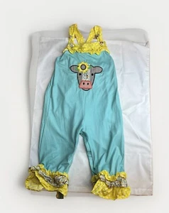 Mono sin mangas turquesa Busy Bees lindo floral y vaca, verano|talla: 3T - Imagen 1 de 22