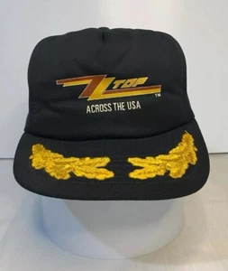 VTG ZZ Top Across The USA Trucker SnapBack Hat Gold Leaf Cap SEE DESCRIPTION - Picture 1 of 4