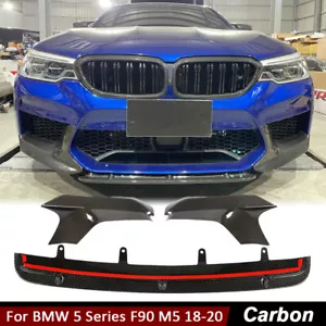 Divisores de alerón labial de parachoques delantero de carbono real para BMW Serie 5 F90 M5 2018-2020 - Imagen 1 de 14