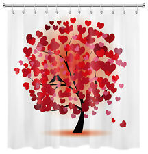 Red Bird Love Heart Tree Shower Curtain Valentine's Day Bathroom Accessories Set