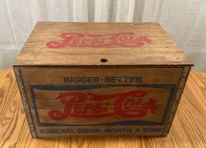 Vintage Pepsi Wooded Crate Box w/ Checkerboard Top Advertising - Picture 1 of 9
