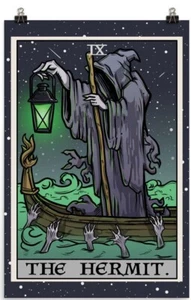The Hermit Tarot Card Poster Grim Reaper Gothic Halloween Home Decor Wall Art - Picture 1 of 8