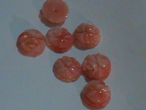 Pink Angel Skin Coral Hand Carved Roses And Carved Beads Per Message - Picture 1 of 3