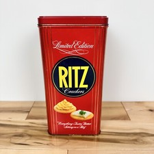Vintage 1986 Ritz Crackers Limited Edition Tin Canister Red Metal Nabisco