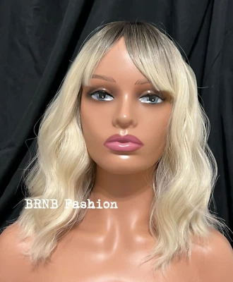 #36 Peluca Sintética Corta Ondulada Rubia con Flequillo Peluca EE. UU. Envío Rápido Regalo Gratis Foto 1 de 2