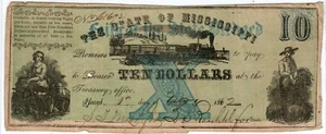 MS CR-40 1862 $10 Mississippi Paper Money - Civil War! - Picture 1 of 2
